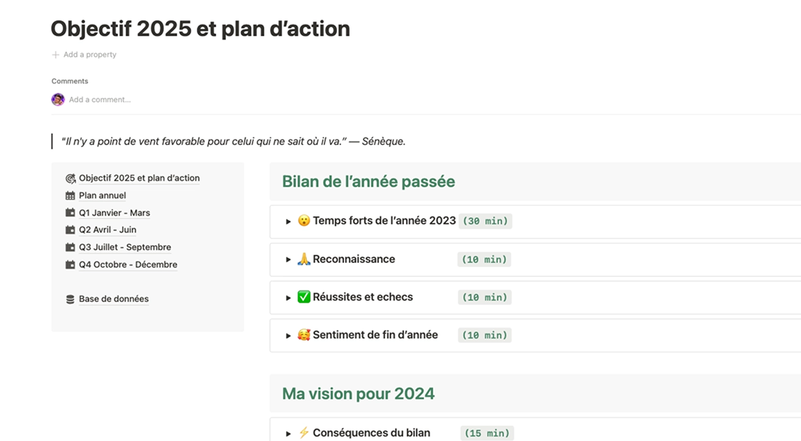 Espace objectifs et plan d'action